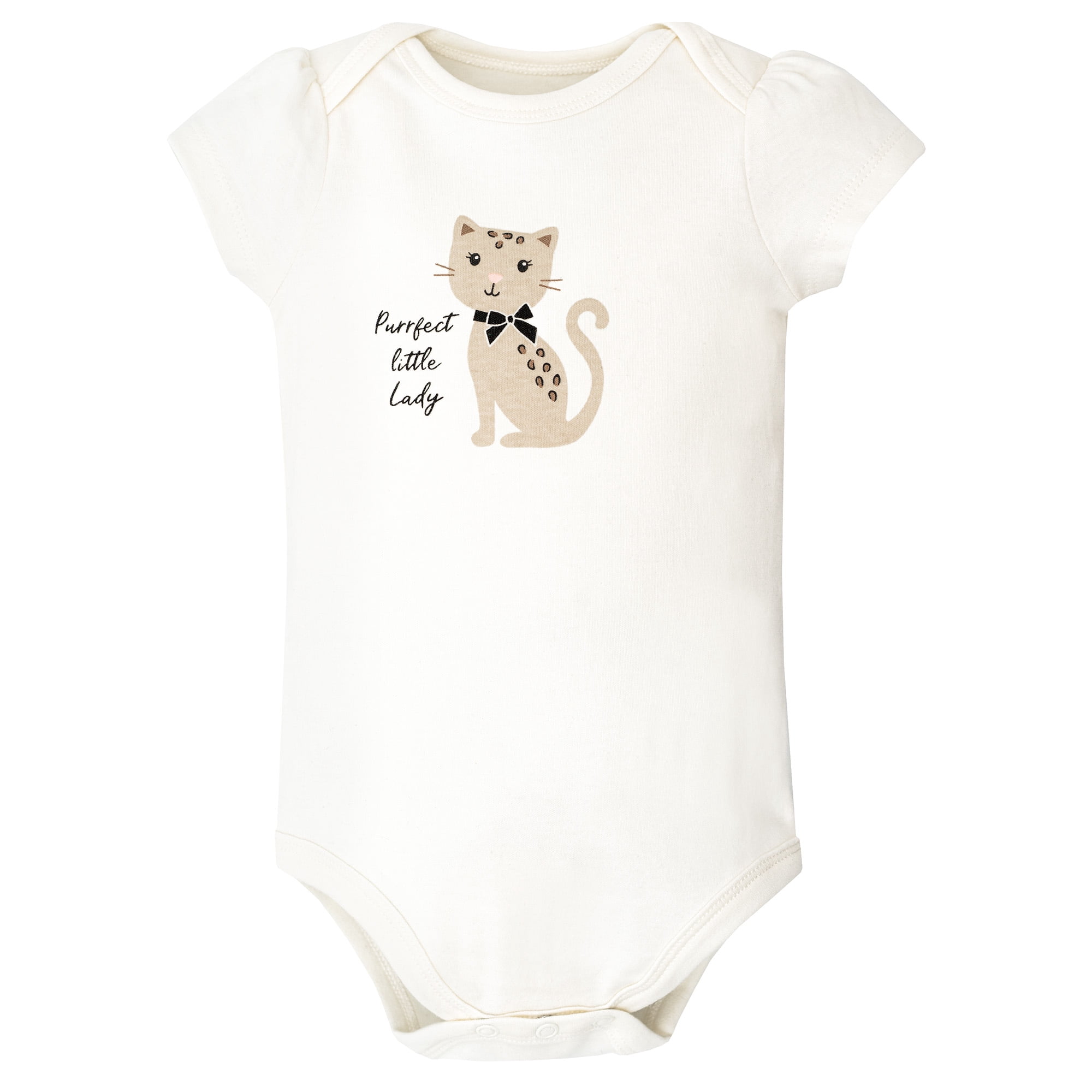 Hudson Baby Infant Girls Cotton Bodysuits 5-Pack, Purrfect, Preemie
