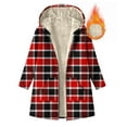 thumbnail image 6 of FDGIU Women's Plaid Flannel Sherpa Lined Hooded Shacket - Warm Jacket for Casual Outdoor Activities, 6 of 7