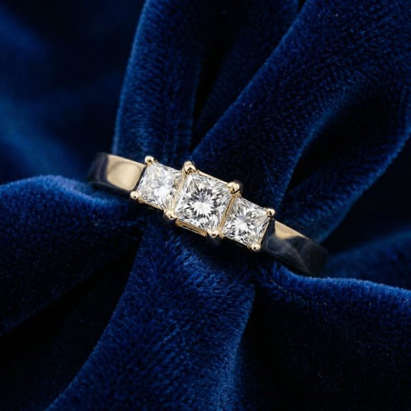 Pompeii 1ct Three Stone Diamond Ring 14K Yellow Gold (H/I,I1)