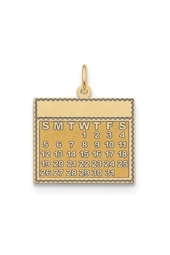 14k Yellow Gold Wednesday the First Day Calendar Pendant