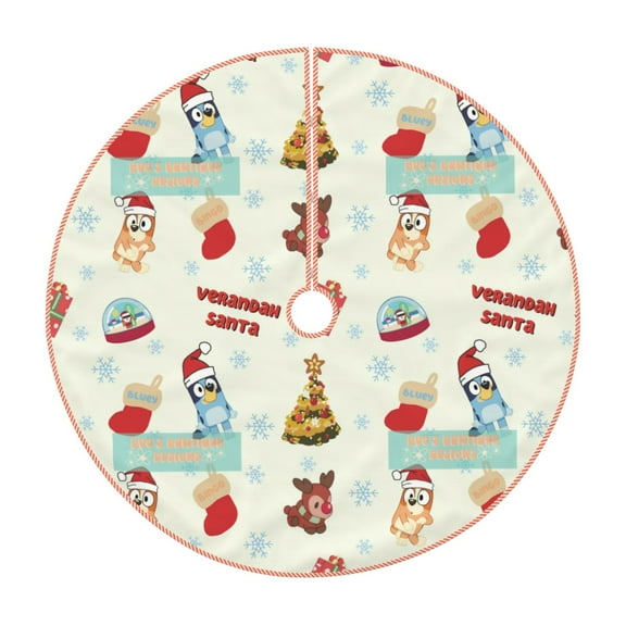 Saiise Bluey Print Christmas Tree Skirt 30" Tree Skirt Rustic Christmas Decorations for Winter New Year Holiday Party Decor Indoor Outdoor
