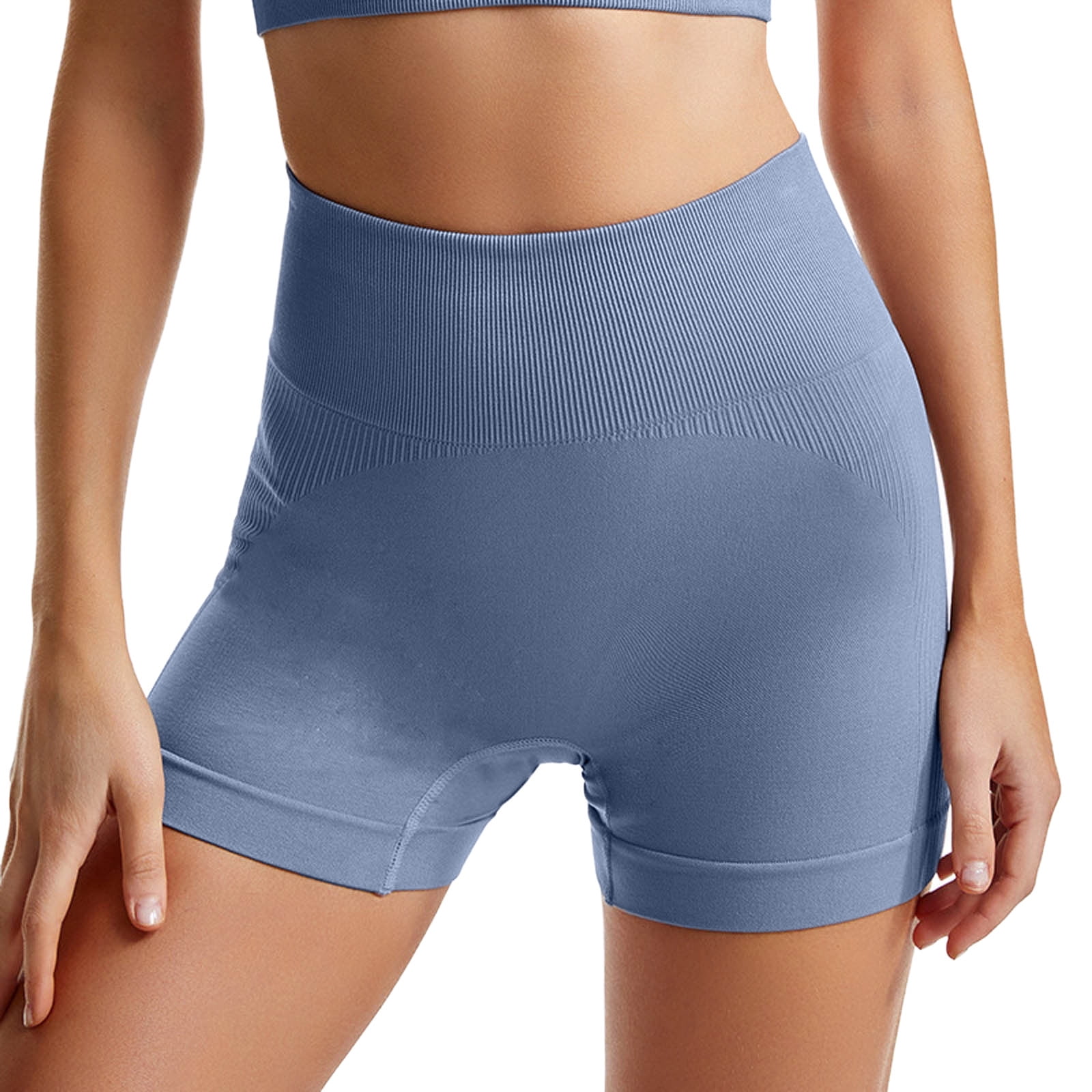 eczipvz Shorts for Women Women s High Waist Yoga Shorts Tummy Control Workout Running Biker Volleyball Shorts for Women with Side Pockets M Light Blue