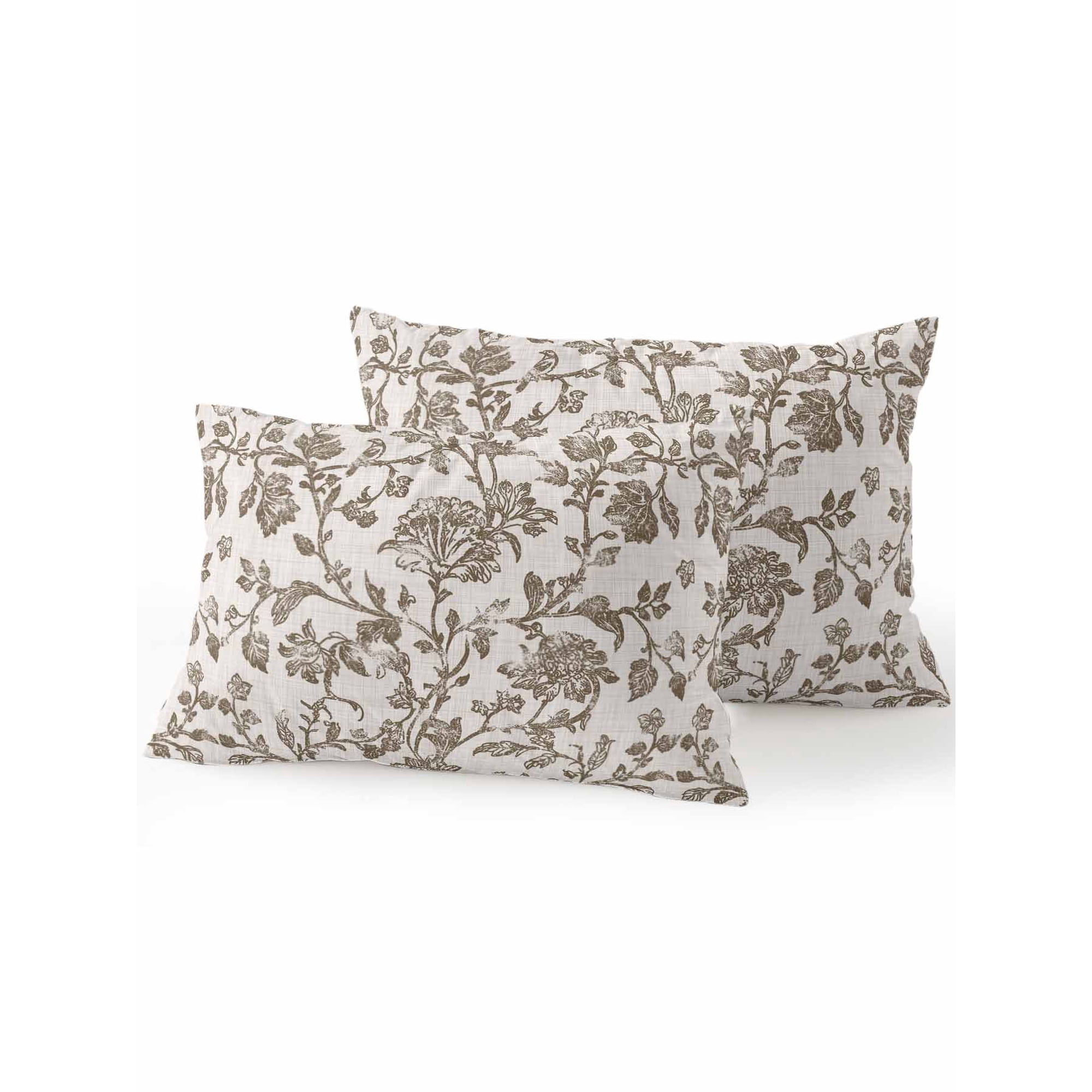 Outdoor Pillows Waterproof, Farmhouse Brown Bedding Throw Pillows with Insert for Couch Sofa Bed, Vintage Flower Leaf Botanical Plant 12x20 Inch Pillowcases Decorative Camping Patio Pillow Set of 2