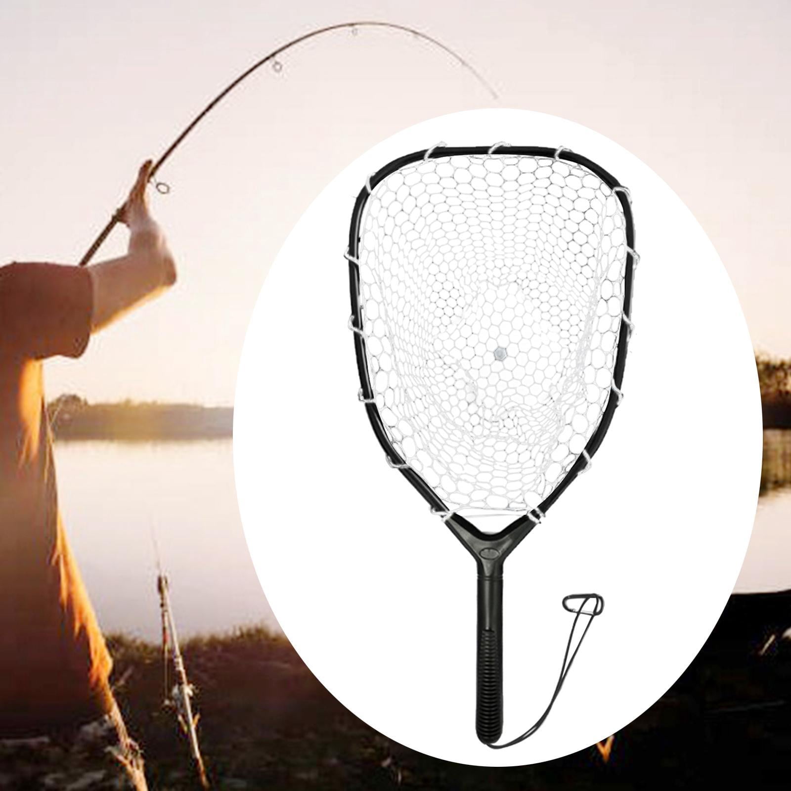 QccHieUs Fishing Landing Net Catching Mesh Net Nonslip Grip Sturdy Fishing Tool Catch and B