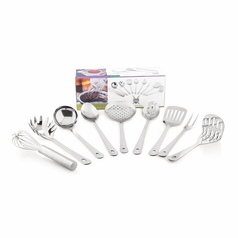 Premium 9 Piece Stainless Steel Cooking & Serving Set - Slotted