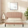 thumbnail image 3 of VECELO Queen Size Bed Frame, Modern Upholstered Platform Bed Frame with Adjustable Headboard, Wooden Slats Support/No Box Spring Needed, Coffee, 3 of 12