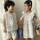 thumbnail image 3 of Conjunto de ropa de verano para niños de 1 a 8 años, conjuntos de camisetas sin mangas a cuadros de arcoíris, vestido de manga voladora para niñas, traje para hermanos, 3 of 6