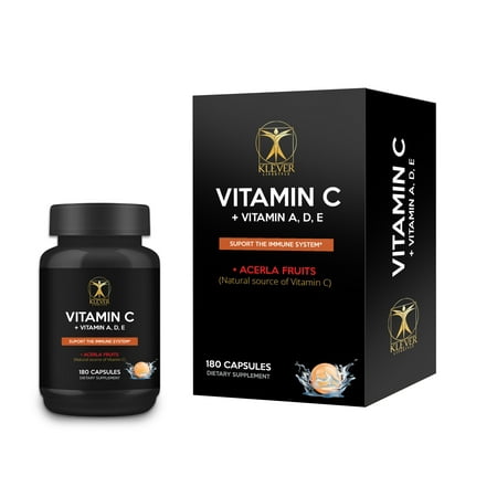 Klever Lifestyle Vitamin C + Vitamin A, D, E – 180 Multivitamin Capsules – Immune Support Supplement – Collagen Booster Supplement for Skin – Reduces Health Problems – Antioxidant Supplement