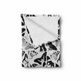 thumbnail image 2 of Butterfly Soft Flannel Fleece Blanket, Bicoloured Silhouettes of Flying Insects with Different Style Wings, Cozy Plush for Indoor and Outdoor Use, 70" x 90", Charcoal Grey and White, by Ambesonne, 2 of 6