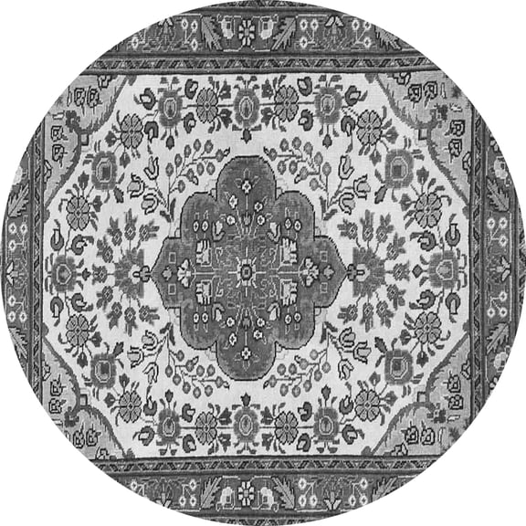 Ahgly Company Indoor Round Medallion Gray Traditional Area Rugs, 3' Round