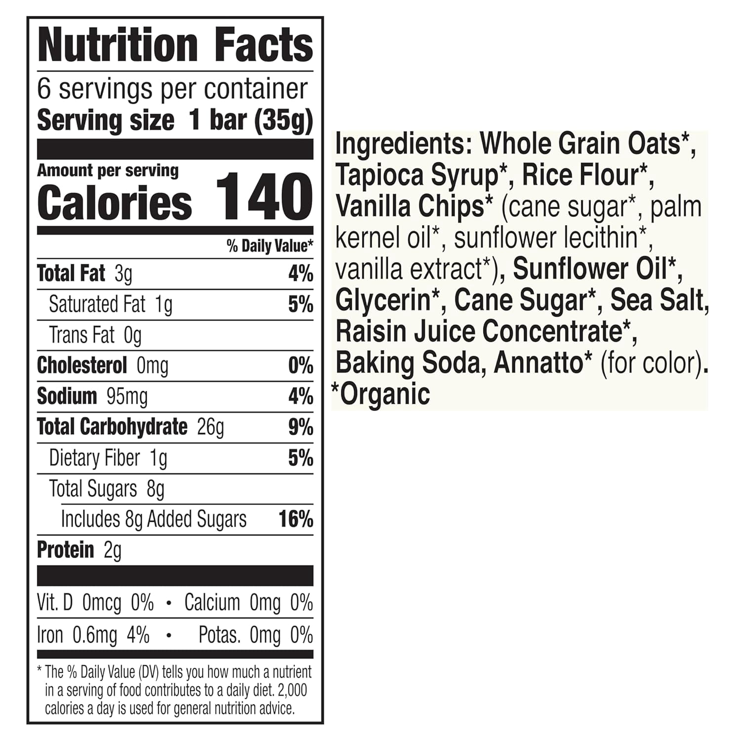 Pack of 12, Cascadian Farm Vanilla Chip Chewy Granola Bar, 7.4 oz
