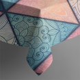 thumbnail image 5 of Pink and Blue Triangular Floral Boho Pattern Rectangle Tablecloth 60"x102",Waterproof Polyester Rectangle Table Cloth, Wipeable Spillproof Polyester Tablecloth for Dining, Camping, Indoor and Outdoor, 5 of 6