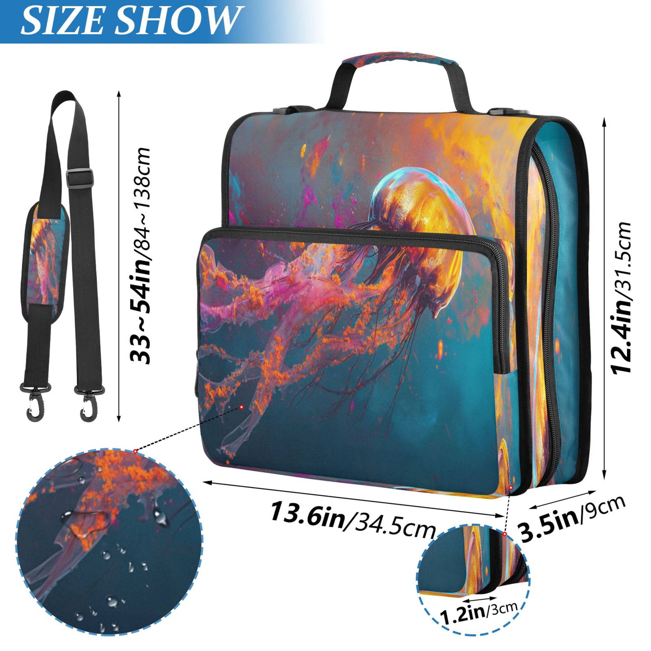 YAZAOO Zipper Binder trapper keeper Documents Organized Design Colorful Jellyfish Art Printed