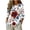 A264 Red, variant on Patriotic USA Blouse for Women 4th of July Red White Blue Floral Flower Print 3/4 Sleeve Crewneck Casual Elegant Tops