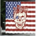thumbnail image 4 of Ambesonne American Flag Shower Curtain, Skull Flowers, 69"Wx84"L, Red White, 4 of 5