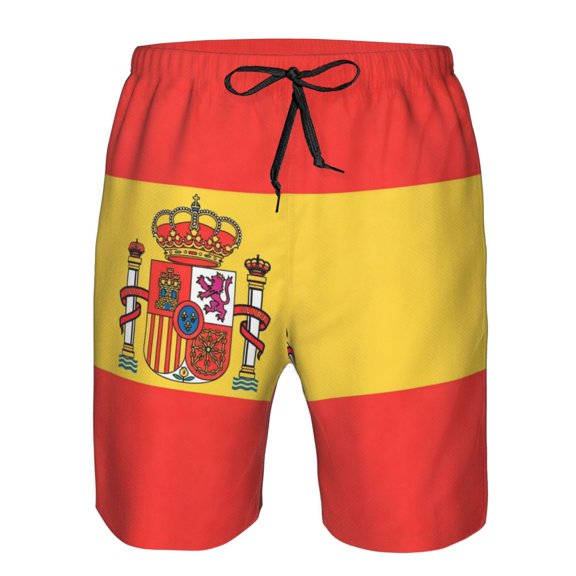 Mens Beach Shorts Flag Of Spain Quick Dry Swim Shorts with Mesh Lining XX-Large