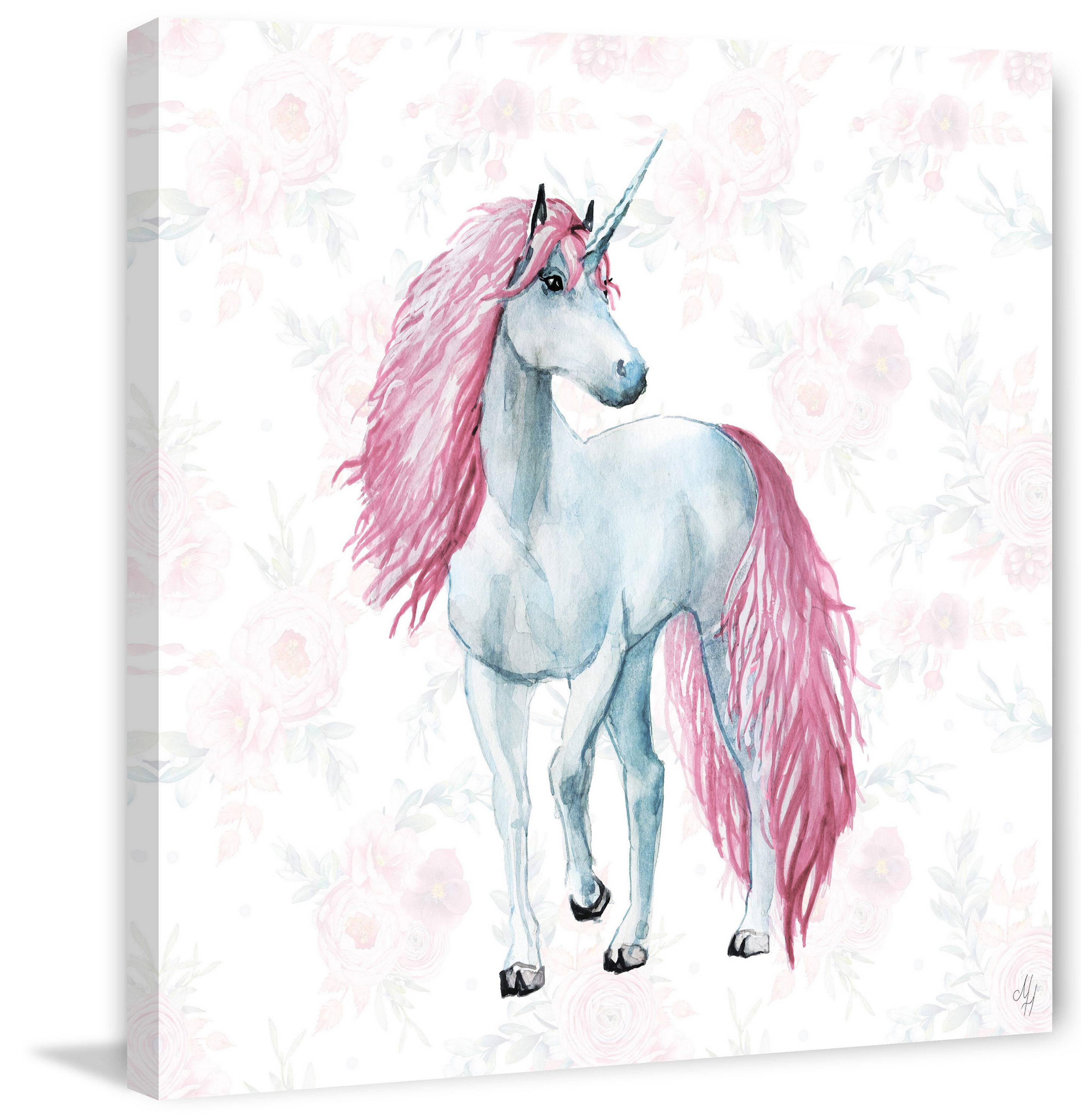Marmont Hill Feminine Unicorn Canvas Wall Art