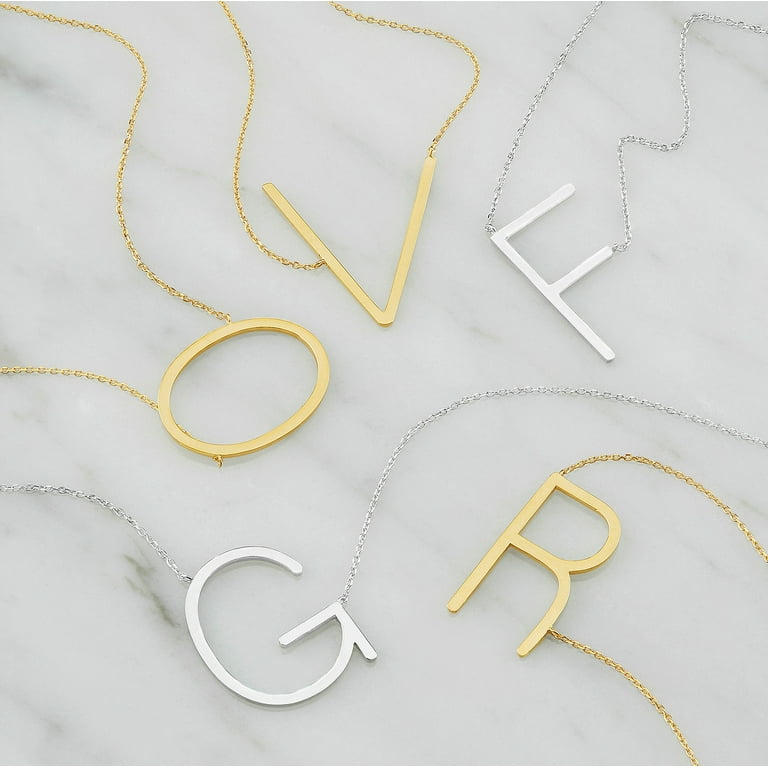 Block 10k Yellow Gold Letter Necklace for Women Personalized - Main Image