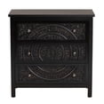 thumbnail image 3 of Baxton Studio Yelena Traditional Black Finished Wood 3-Drawer Storage Cabinet, 3 of 10