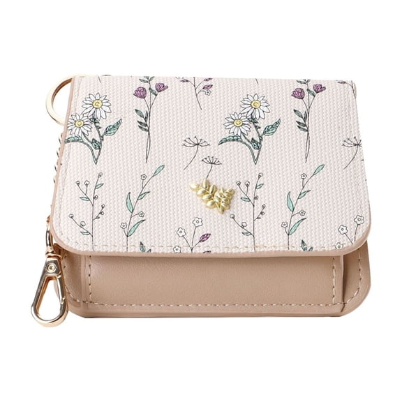 gcong Slim Floral Card Holder Keychain Wallet for Women Compact Lightweight Functional Fashion Accessory Daily Use