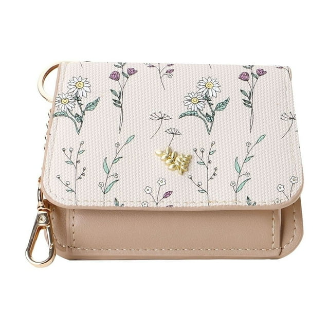 MIASHUI Stylish Purse for Women Compact Floral Wallet Slim Card Holder Keychain Fashion Accessory Lightweight Functional Daily Use