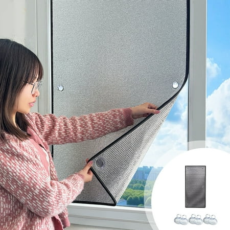 

Ckraxd Double-Sided Aluminum Foil Insulation Film Silver Sunshade and Sunscreen Film for Windows Heat Insulating Window Cotton with Easy Install Kit