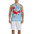 thumbnail image 4 of Easygdp Red Funny Crab on Blue Stripe Men's Mesh Basketball Jersey Quick Drying Sleeveless Shirts Fitted Muscle Tank Tops Sport Round Neck T-Shirt - XX-Large, 4 of 9