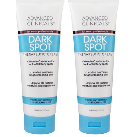 Advanced Clinicals Dark Spot Therapeutic Cream with Vitamin C. Hydroquinone Free. For Age Spots, Blotchy Skin. Face, Hands, Body. Large 8oz Tube. (Two - (Best Hydroquinone Cream Over The Counter)