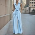 thumbnail image 2 of Idoravan Jumpsuits for Women Dressy Womens Fashion Summer Solid Casual Sleeveless Button Belt Long Jumpsuit, 2 of 6