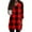 Red, variant on WTOBBY Women's Fashion Casual Retro Geometric Print V-Neck Mid-Length Tunic Tops with Pockets, 3/4 Sleeve Blouses, Daily Use Comfort Shirt,Black L