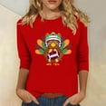 thumbnail image 2 of Wiyuqeen Fall Shirts for Women Happy Thanksgiving 3/4 Sleeve Tshirts Crew Neck Gobble Til You Wobble T-Shirt Plus Size Graphic Tees, 2 of 5