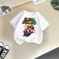 thumbnail image 3 of Camiseta de algodón de verano para niños y niñas con estampado de dibujos animados de Mario, cómoda y informal, con diseño de Sunshine, para juego de bebés y niños, 3 of 5