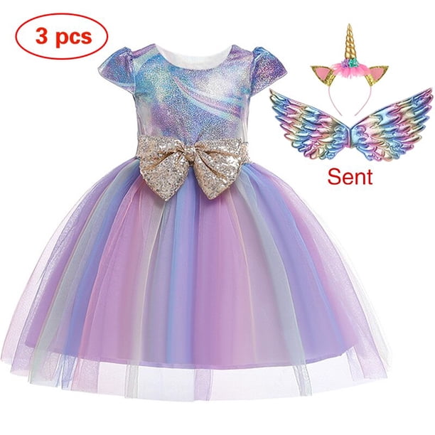 Vestido de unicornio para niña, vestido de baile bordado, vestidos de cumpleaños de princesa para niña, disfraces de fiesta, ropa para niños, nuevo Fivean unisex