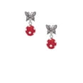 thumbnail image 2 of Delight Jewelry Silvertone 3-D Frosted Red Resin Ornament with Crystals Silvertone Antiqued Butterfly Post Earrings, 2 of 4