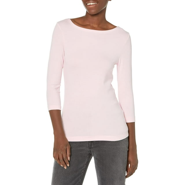 walmart Essentials Womens 3/4 Sleeve Boatneck T-Shirt