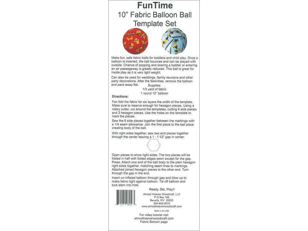 12 Almost Heaven Woodcraft Fun Time Fabric Balloon Ball Template Set 