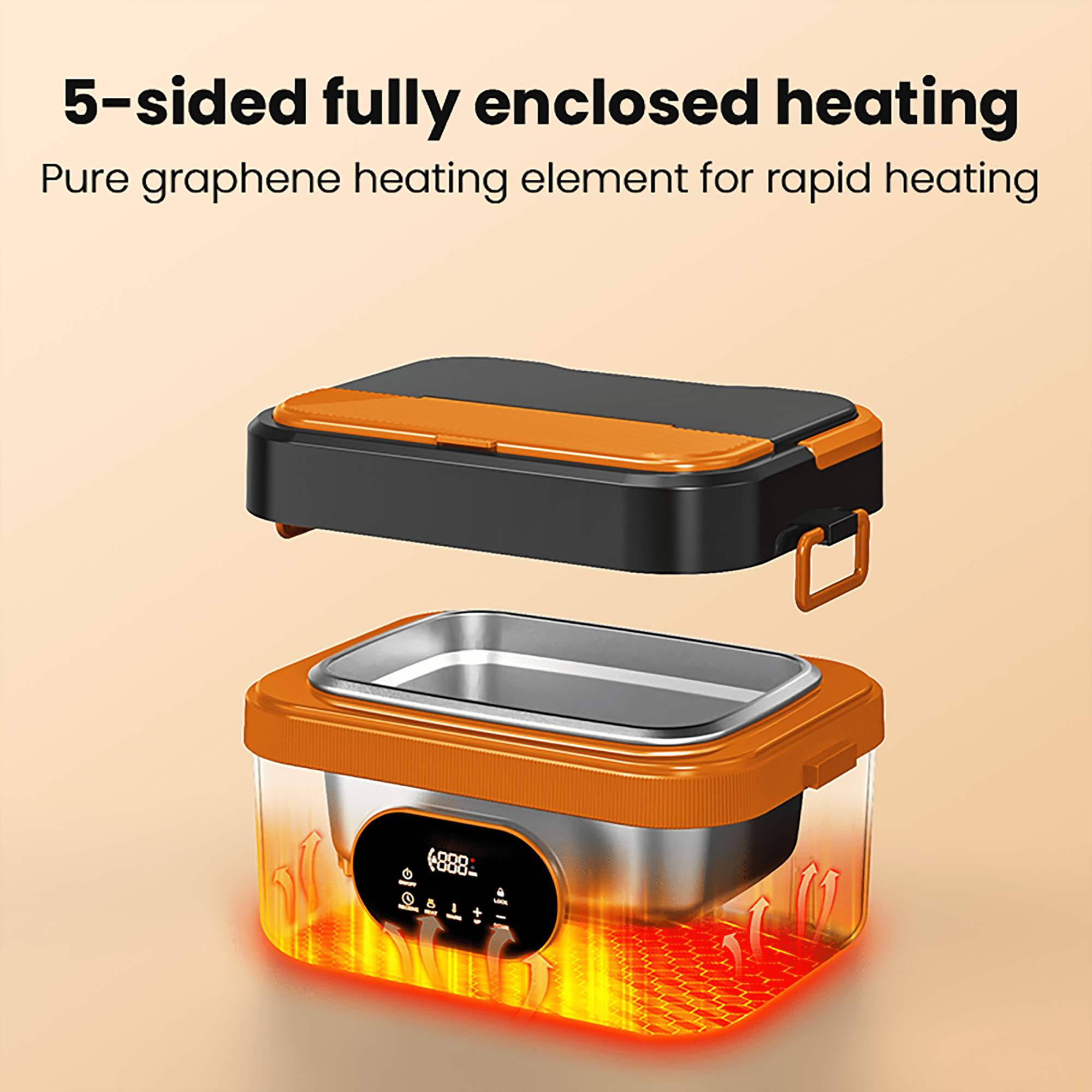 Govvep Cordless Electric Lunch Box for Adults, Rechargeable Auto Heated Lunch Box with 1.5L Removable container&Insulated Bag for Office, Picnic, Car & Outdoor Use