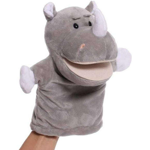 Open Mouth Rhino Hand Puppets Plush Animal Toys for Imaginative Pretend Play Stocking Storytelling