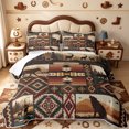 thumbnail image 2 of meiyoeat Howling Wolf Bed Spread Queen,Vintage Aztec Geometric Pattern Queen Coverlet Set For Boys,3pcs,1 Quilt and 2 Pillowcases, 2 of 7