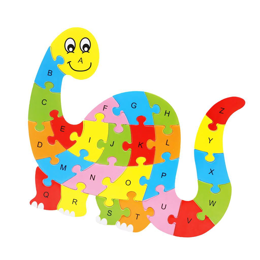 Wooden ABC Alphabet Jigsaw Dinosaurs Puzzle Childrens Educational Learning TNYFK 