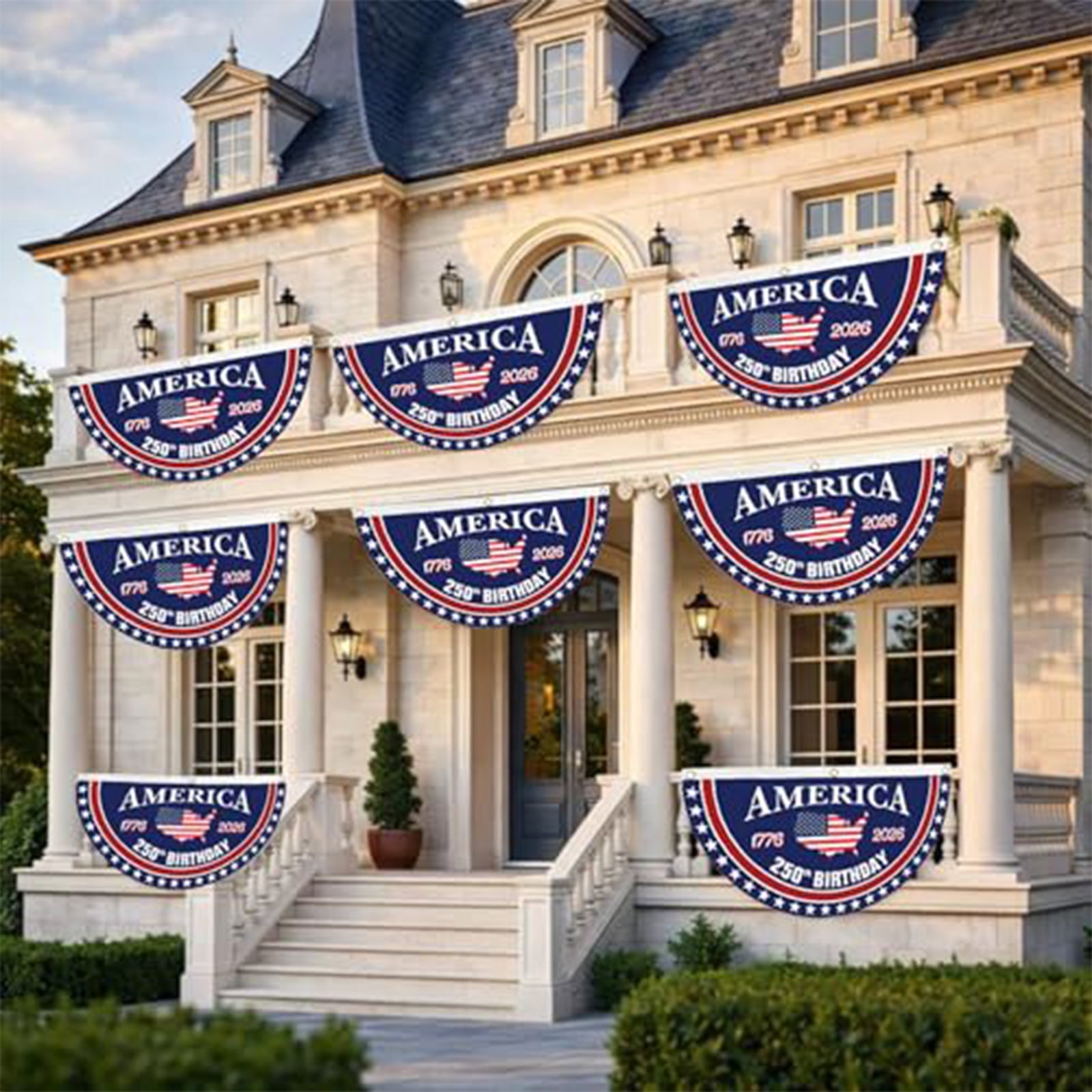 35x18in Heavy Duty 250th Anniversary Flag Bunting | 1776-2026 America 250 Flag, Fade Resistant Outdoor Yard Decor