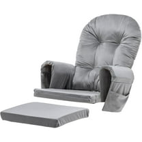 Glider Rocker Replacement Cushions with Storage Pocket, 5PCS, Soft Velvet Thickened, Washable Nonslip, Universal for Use in Glider Rocking Chair, Light Grey