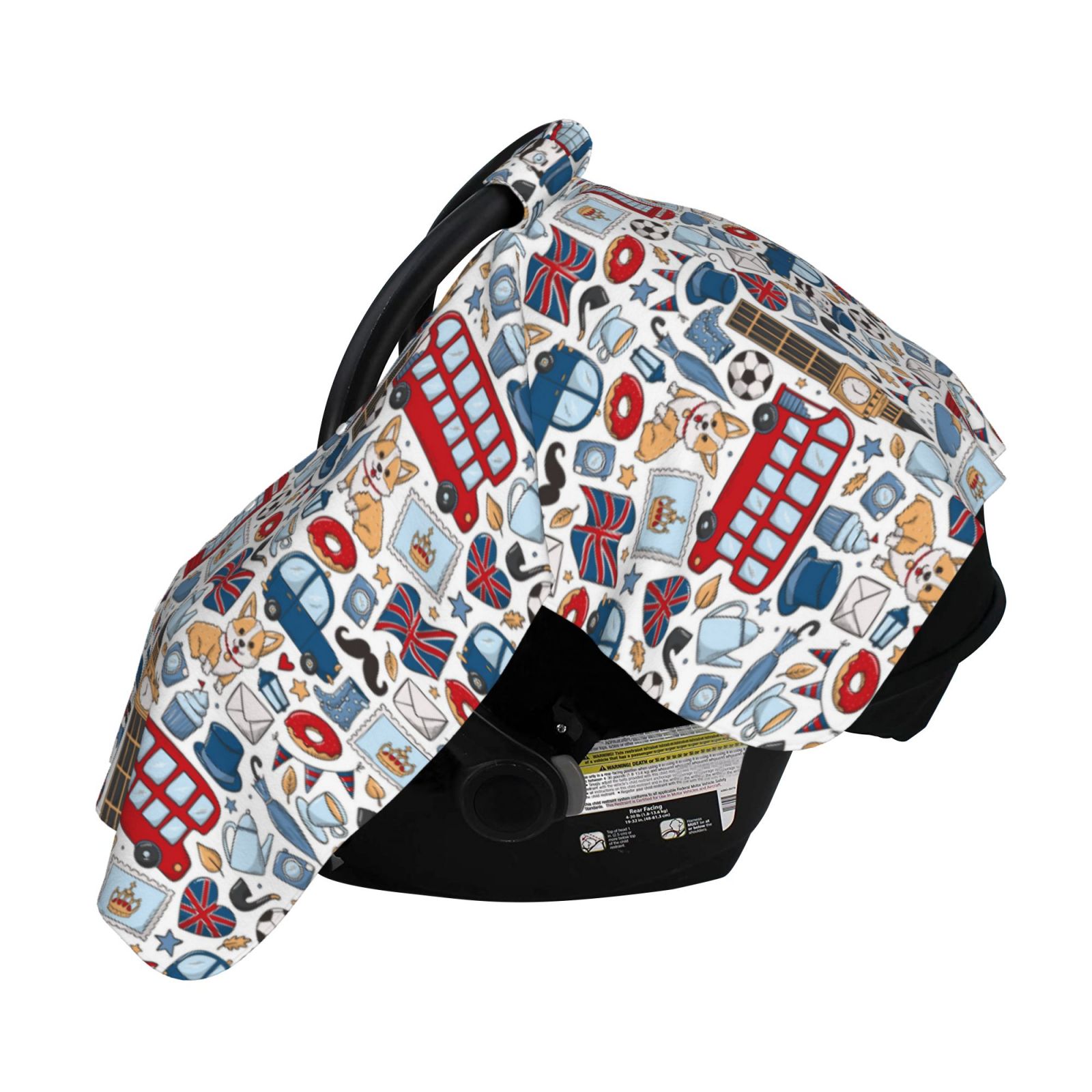 Naloa London Symbols1 Baby Car Seat Cover, Breathable Baby Carrier Cover, Multiuse Baby Carrier Cover & Nursing Breastfeeding Cover