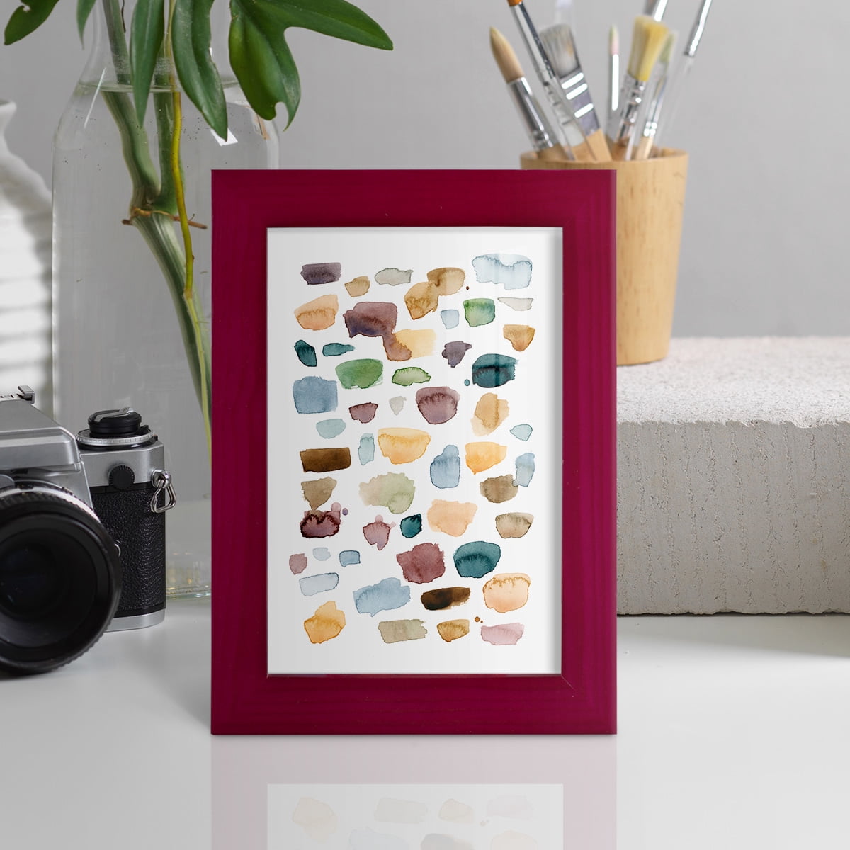 Shattered Segments I - Framed Print w/glass - Cherry Red