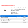 thumbnail image 2 of Injector Heat Shield - Compatible with 1977 - 1984 Volkswagen Rabbit L 1978 1979 1980 1981 1982 1983, 2 of 2