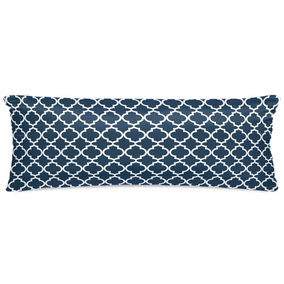 Lake Blue Moroccon Pillow Cases Body Size, Smooth Satin Pillowcase for Hair and Skin, Minimalist Ethnic Bohemian Aesthetic Decorative Cooling Bed Pillow Covers with Zipper, 20x54 Inches