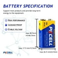 PKCELL 9V Battery Carbon Zinc for Smoke Detectors 6F22 Battery,Ultra
