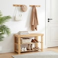 thumbnail image 4 of Natural 3-Tier Bamboo Shoe Rack Bench for Entryway – Comfortable Seat, Holds 286 lbs – Multi-Purpose Hallway, Bedroom, Foyer, Mudroom, or Balcony Storage – Natural Wood, 4 of 8
