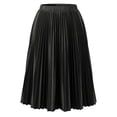 thumbnail image 5 of Agnes Orinda Women's Plus Size Pleated Stretchy High Waist Metallic Shiny Midi Skirt 1X Black, 5 of 7