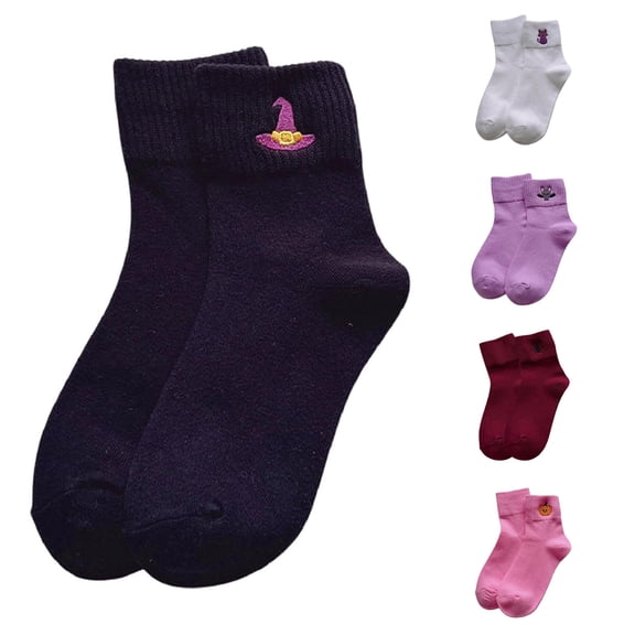 Huowey Halloween Socks For Women Men Crew Socks Pumpkin Ghost Witch Pattern Halloween Gift Fall Winter Cozy Festival Party Socks,Black
